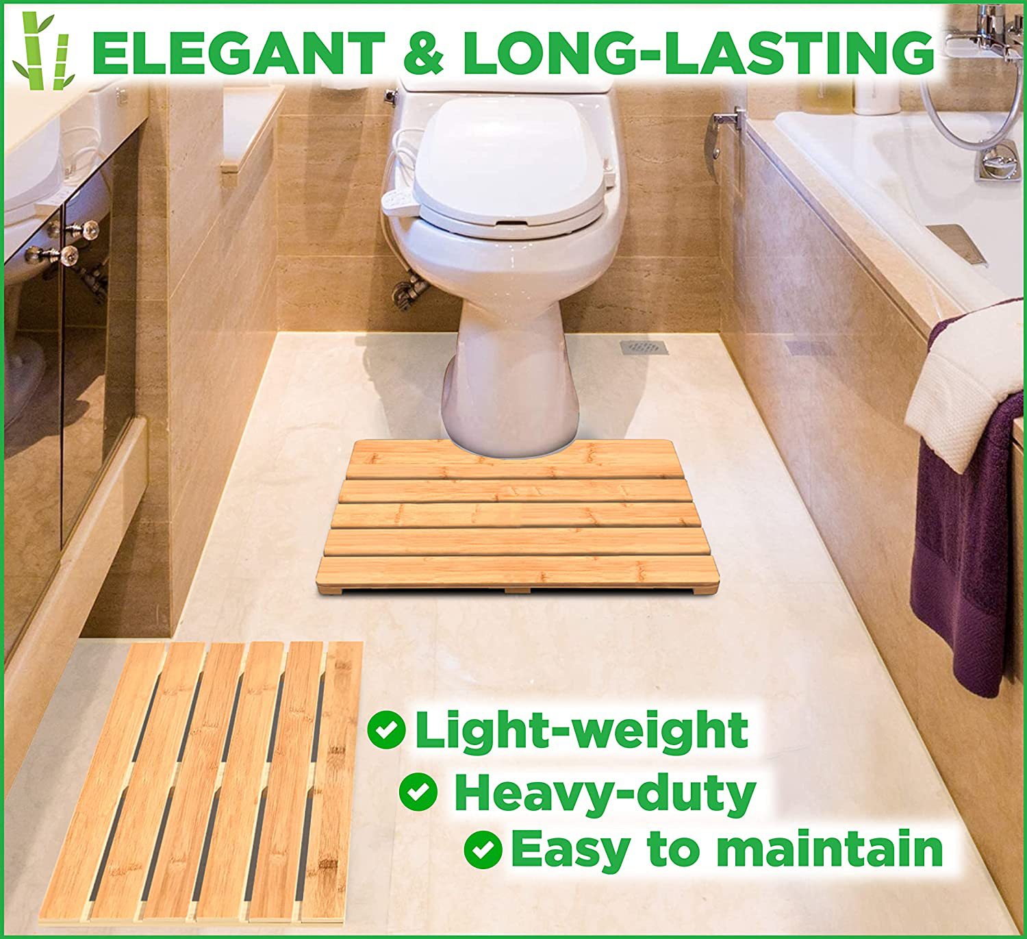 Bamboo Bath Mat - Bamboo Wood Bathroom Mat Shower Step
