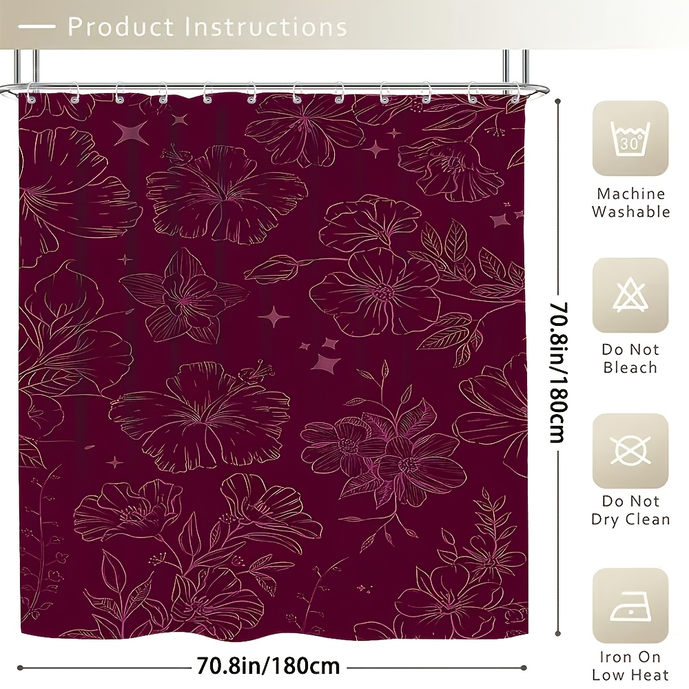 1 Or 4pcs Burgundy Floral Bath - Bamboo Bath Mat review and price