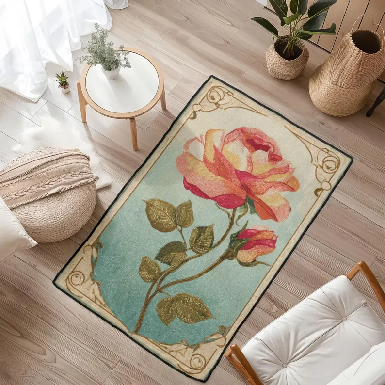 Plant Flower Carpet Rose Peony - Bamboo Bath Mat review and price