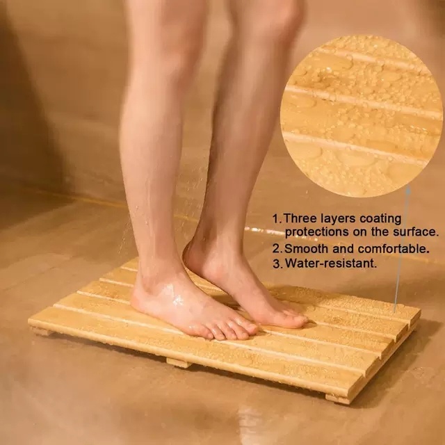 Bamboo Wood Bathroom Mat Showe - Bamboo Bath Mat review and price